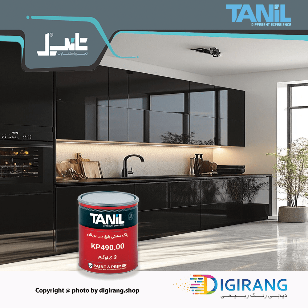 رنگ پلی یورتان مشکی براق تانیل کد KP490.00 به همراه خشک کن 4.5 کیلوگرم